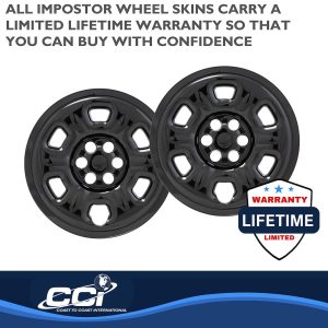 Coast to Coast Wheel Skin, Impostor ®, 16 Inch, 6 Holes, Snap-On, Painted, Gloss Black, ABS Plastic, Compatible with Steel Wheels – IMP69BLKN