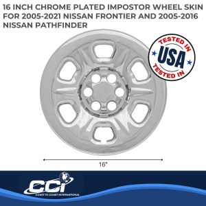 Coast to Coast Wheel Skin, Impostor ®, 16 Inch, 6 Raised Dimpled Spokes, Snap-On, Plated, Chrome, ABS Plastic, Set of 4 – IWCIMP69X