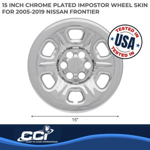 Coast to Coast Wheel Skin, Impostor ®, 15 Inch, 6 Raised Dimpled Spokes, Snap-On, Plated, Chrome, ABS Plastic, Set of 4 – IWCIMP71X