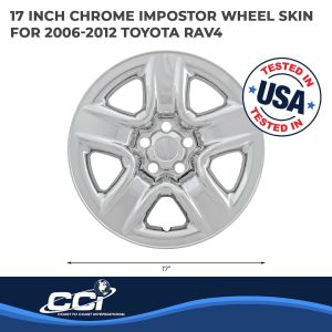 Coast to Coast Wheel Skin, Impostor ®, 17 Inch, 5 Spokes, Snap-On, Plated, Chrome, ABS Plastic, Set of 4 – IWCIMP73X