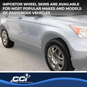 Coast to Coast Wheel Skin, Impostor ®, 17 Inch, 5 Spokes, Snap-On, Plated, Chrome, ABS Plastic, Set of 4 – IWCIMP75X