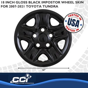 Coast to Coast Wheel Skin, Impostor ®, 18 Inch, 5 Spokes, Snap-On, Painted, Gloss Black, ABS Plastic, Set of 4 – IMP77BLKN