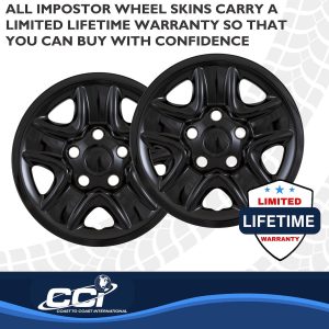 Coast to Coast Wheel Skin, Impostor ®, 18 Inch, 5 Spokes, Snap-On, Painted, Gloss Black, ABS Plastic, Set of 4 – IMP77BLKN