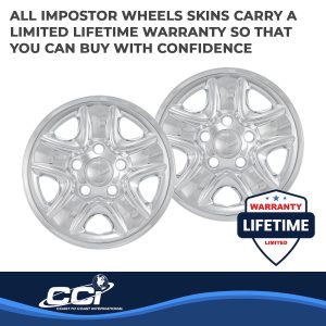 Coast to Coast Wheel Skin, Impostor ®, 18 Inch, 5 Spokes, Snap-On, Plated, Chrome, ABS Plastic, Set of 4 – IWCIMP77X