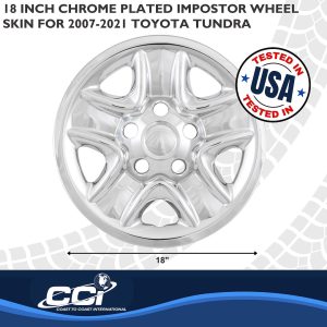 Coast to Coast Wheel Skin, Impostor ®, 18 Inch, 5 Spokes, Snap-On, Plated, Chrome, ABS Plastic, Set of 4 – IMP77XN