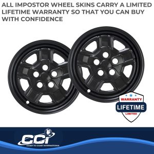 Coast to Coast Wheel Skin, Impostor ®, 16 Inch, 5 Indented Spokes, Snap-On, Painted, Gloss Black, ABS Plastic, Set of 4 – IWCIMP78BLK