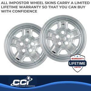 Coast to Coast Wheel Skin, Impostor ®, 16 Inch, 5 Indented Spokes, Snap-On, Plated, Chrome, ABS Plastic, Set of 4 – IWCIMP78X
