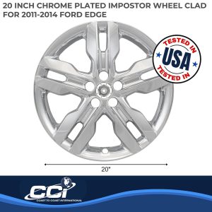 Coast to Coast Wheel Skin, Impostor ®, 20 Inch, 5 Spokes, Snap-On/Center Retention, Plated, Chrome, ABS Plastic, Single, Clad Replacement – IWCIMP800X