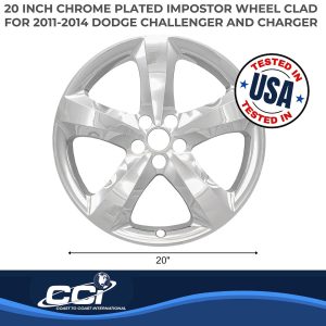 Coast to Coast Wheel Skin, Impostor ®, 20 Inch, 5 Spokes, Snap-On, Plated, Chrome, ABS Plastic, Single, Clad Replacement – IWCIMP801X