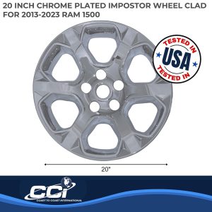 Coast to Coast Wheel Skin, Impostor ®, 20 Inch, 6 Spokes, Snap-On, Plated, Chrome, ABS Plastic, Single, Clad Replacement – IWCIMP803X