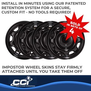 Coast to Coast Wheel Skin, Impostor ®, 17 Inch, 8 Hole, Snap-On, Painted, Gloss Black, ABS Plastic, Set of 4 – IWCIMP80BLK