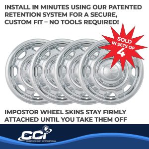 Coast to Coast Wheel Skin, Impostor ®, 17 Inch, 8 Spokes, Snap-On, Plated, Chrome, ABS Plastic, Set of 4 – IWCIMP80X