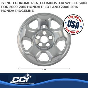 Coast to Coast Wheel Skin, Impostor ®, 17 Inch, 5 Spokes, Snap-On, Plated, Chrome, ABS Plastic, Set of 4 – IWCIMP82X
