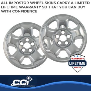 Coast to Coast Wheel Skin, Impostor ®, 17 Inch, 5 Spokes, Snap-On, Plated, Chrome, ABS Plastic, Set of 4 – IWCIMP82X
