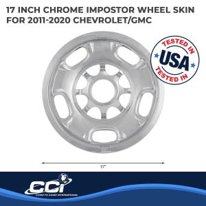 Coast to Coast Wheel Skin, Impostor ®, 17 Inch, 5 Spokes, Snap-On, Plated, Chrome, ABS Plastic, Set of 4, Compatible with Steel Wheels – IWCIMP84X