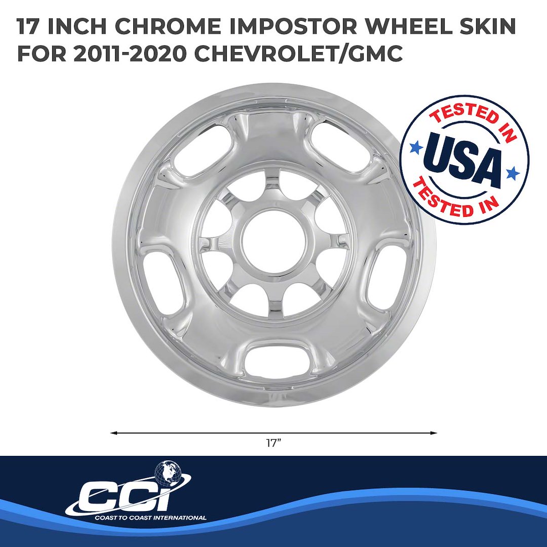 Coast to Coast Wheel Skin, Impostor ®, 17 Inch, 5 Spokes, Snap-On, Plated, Chrome, ABS Plastic, Set of 4, Compatible with Steel Wheels – IWCIMP84X