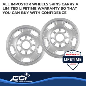 Coast to Coast Wheel Skin, Impostor ®, 17 Inch, 5 Spokes, Snap-On, Plated, Chrome, ABS Plastic, Set of 4, Compatible with Steel Wheels – IWCIMP84X