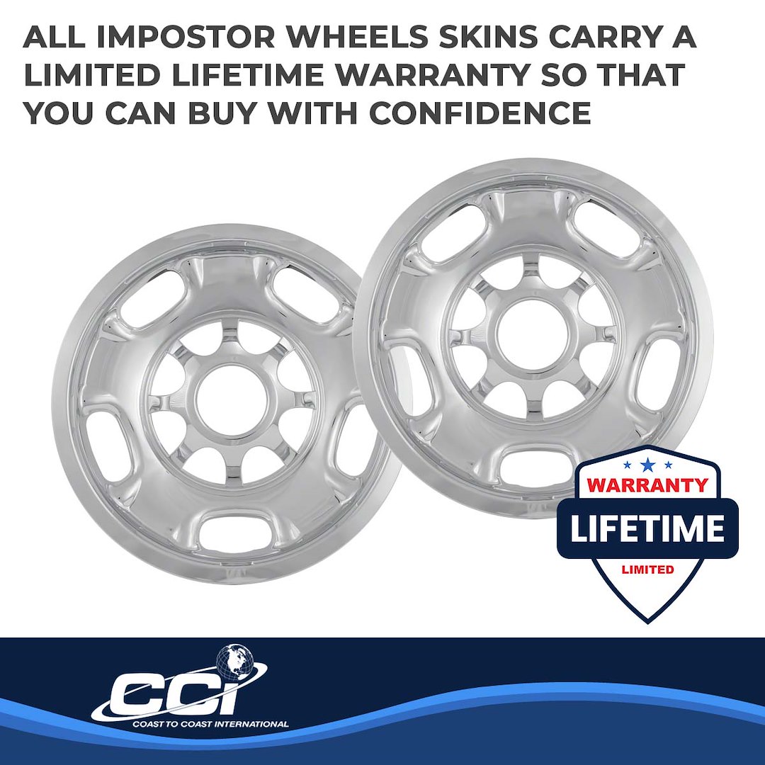 Coast to Coast Wheel Skin, Impostor ®, 17 Inch, 5 Spokes, Snap-On, Plated, Chrome, ABS Plastic, Set of 4, Compatible with Steel Wheels – IWCIMP84X