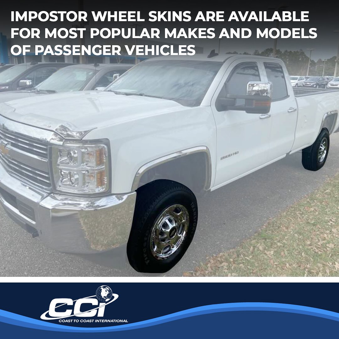 Coast to Coast Wheel Skin, Impostor ®, 17 Inch, 5 Spokes, Snap-On, Plated, Chrome, ABS Plastic, Set of 4, Compatible with Steel Wheels – IWCIMP84X
