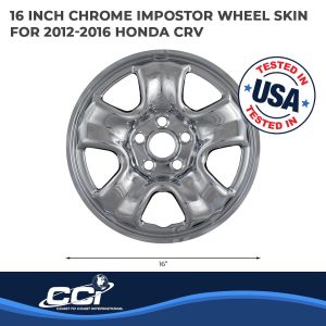 Coast to Coast Wheel Skin, Impostor ®, 16 Inch, 5 Spokes, Snap-On, Plated, Chrome, ABS Plastic, Set of 4 – IWCIMP86X
