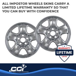 Coast to Coast Wheel Skin, Impostor ®, 16 Inch, 5 Spokes, Snap-On, Plated, Chrome, ABS Plastic, Set of 4 – IWCIMP86X