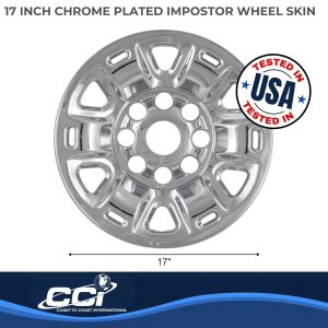 Coast to Coast Wheel Skin, Impostor ®, 17 Inch, 6 Spokes with Vent, Snap-On, Plated, Chrome, ABS Plastic, Set of 4 – IWCIMP87X
