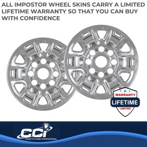 Coast to Coast Wheel Skin, Impostor ®, 17 Inch, 6 Spokes with Vent, Snap-On, Plated, Chrome, ABS Plastic, Set of 4 – IWCIMP87X