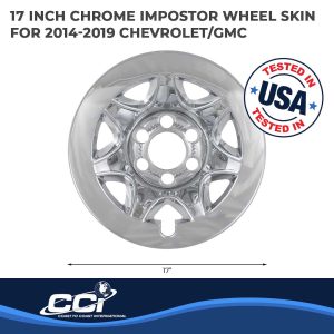 Coast to Coast Wheel Skin, Impostor ®, 17 Inch, 7 Spokes, Snap-On, Plated, Chrome, ABS Plastic, Set of 4 – IWCIMP89X