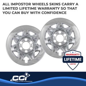 Coast to Coast Wheel Skin, Impostor ®, 17 Inch, 7 Spokes, Snap-On, Plated, Chrome, ABS Plastic, Set of 4 – IWCIMP89X