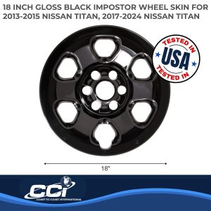 Coast to Coast Wheel Skin, Impostor ®, 18 Inch, 6 Spokes, Snap-On, Painted, Gloss Black, ABS Plastic, Set of 4 – IWCIMP90BLK
