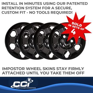 Coast to Coast Wheel Skin, Impostor ®, 18 Inch, 6 Spokes, Snap-On, Painted, Gloss Black, ABS Plastic, Set of 4 – IWCIMP90BLK