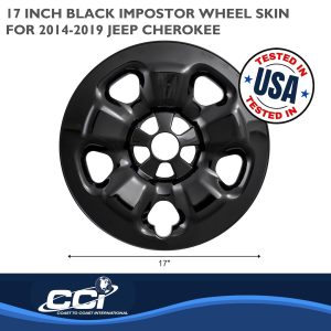 Coast to Coast Wheel Skin, Impostor ®, 17 Inch, 5 Spokes, Snap-On, Painted, Gloss Black, ABS Plastic, Set of 4 – IWCIMP91BLK