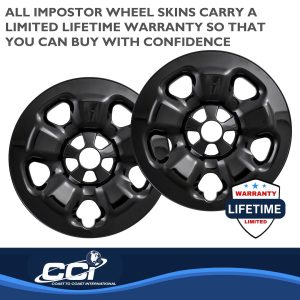 Coast to Coast Wheel Skin, Impostor ®, 17 Inch, 5 Spokes, Snap-On, Painted, Gloss Black, ABS Plastic, Set of 4 – IWCIMP91BLK