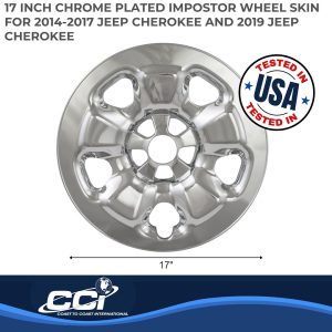 Coast to Coast Wheel Skin, Impostor ®, 17 Inch, 5 Spokes, Snap-On, Plated, Chrome, ABS Plastic, Set of 4 – IWCIMP91X