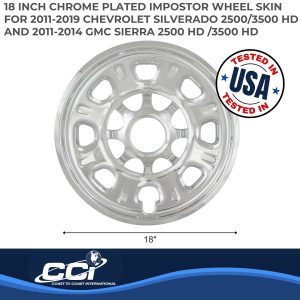 Coast to Coast Wheel Skin, Impostor ®, 18 Inch, 8 Spokes, Snap-On, Plated, Chrome, ABS Plastic, Set of 4 – IWCIMP92X