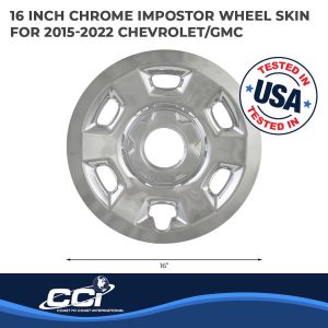 Coast to Coast Wheel Skin, Impostor ®, 16 Inch, 6 Vent, Snap-On, Plated, Chrome, ABS Plastic, Set of 4 – IWCIMP93X