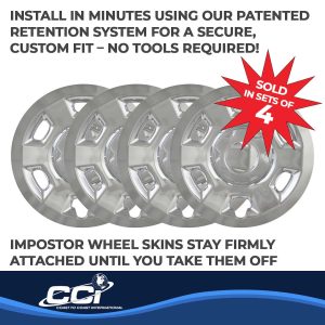 Coast to Coast Wheel Skin, Impostor ®, 16 Inch, 6 Vent, Snap-On, Plated, Chrome, ABS Plastic, Set of 4 – IWCIMP93X