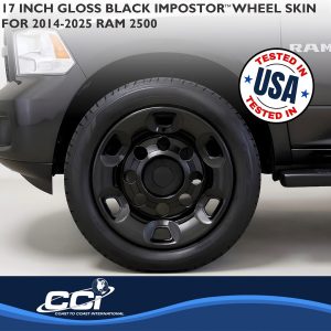Coast to Coast Wheel Skin, Impostor ®, 17 Inch, 5 Spokes, Snap-On, Painted, Gloss Black, ABS Plastic, Set of 4 – IMP94BLK