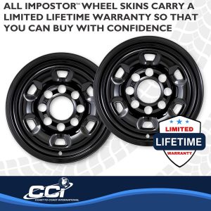 Coast to Coast Wheel Skin, Impostor ®, 17 Inch, 5 Spokes, Snap-On, Painted, Gloss Black, ABS Plastic, Set of 4 – IMP94BLK