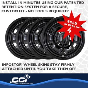 Coast to Coast Wheel Skin, Impostor ®, 17 Inch, 5 Spokes, Snap-On, Painted, Gloss Black, ABS Plastic, Set of 4 – IMP94BLK