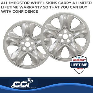 Coast to Coast Wheel Skin, Impostor ®, 17 Inch, 5 Spokes, Snap-On, Plated, Chrome, ABS Plastic, Set of 4 – IWCIMP95X