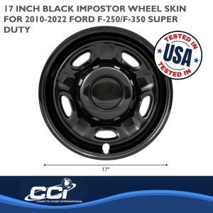 Coast to Coast Wheel Skin, Impostor ®, 17 Inch, 5 Hole, Snap-On, Painted, Gloss Black, ABS Plastic, Set of 4 – IWCIMP96BLK