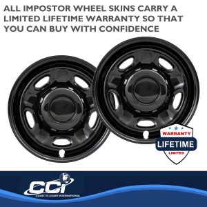 Coast to Coast Wheel Skin, Impostor ®, 17 Inch, 5 Hole, Snap-On, Painted, Gloss Black, ABS Plastic, Set of 4 – IWCIMP96BLK
