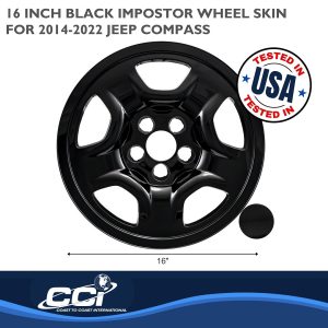 Coast to Coast Wheel Skin, Impostor ®, 16 Inch, 5 Spokes, Snap-On, Painted, Gloss Black, ABS Plastic, Set of 4 – IWCIMP97BLK