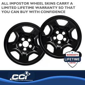 Coast to Coast Wheel Skin, Impostor ®, 16 Inch, 5 Spokes, Snap-On, Painted, Gloss Black, ABS Plastic, Set of 4 – IWCIMP97BLK