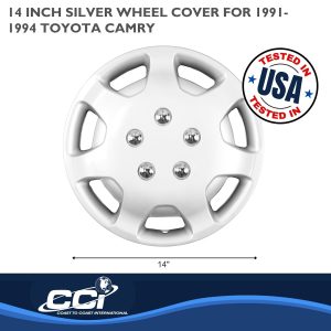 Coast to Coast Wheel Cover, 14 Inch, 7 Hole, Silver, Plastic, Set of 4, Standard Leg – IWCB86314S_SUS