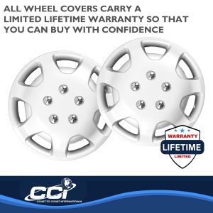 Coast to Coast Wheel Cover, 14 Inch, 7 Hole, Silver, Plastic, Set of 4, Standard Leg – IWCB86314S_SUS