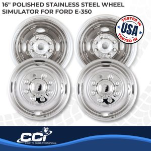 Coast to Coast Wheel Simulator, Fits 16 Inch Dual Rear Steel Wheels, Front and Rear, Polished, Stainless Steel, Bolt on – IWCN16F07