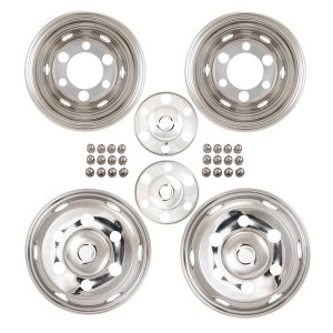 Coast to Coast Wheel Simulator, Fits 16 Inch Dual Rear Steel Wheels, Front and Rear, Polished, Stainless Steel, Bolt on – IWCN16I90