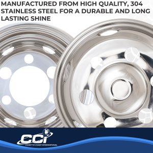 Coast to Coast Wheel Simulator, Fits 16 Inch Dual Rear Steel Wheels, Front and Rear, Polished, Stainless Steel, Bolt on – IWCN16I90